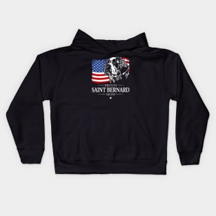 Proud Saint Bernard Dog Mom American Flag patriotic dog Kids Hoodie